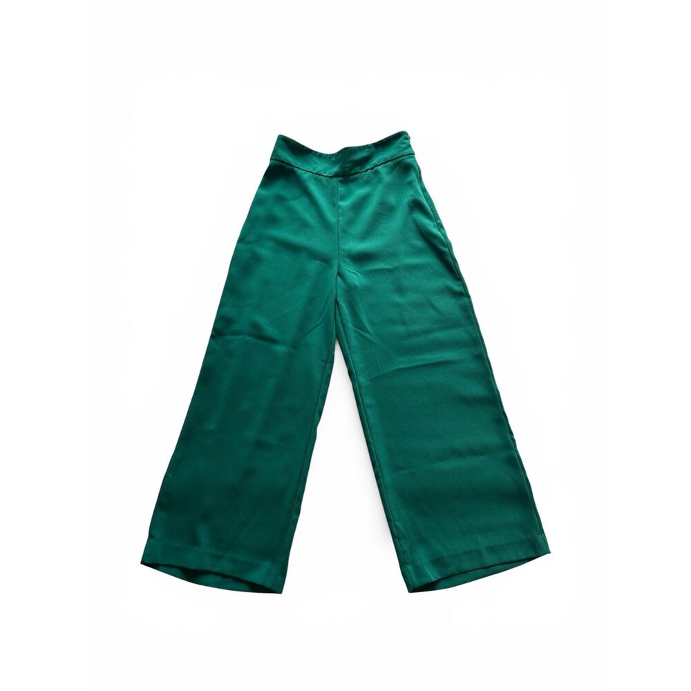 Zara Emerald Green Women's Office Dress Pants Wide Leg Trousers Size S or Size 2 - Picture 3 of 6